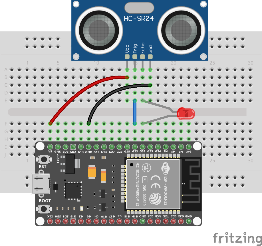 HC-SR04 wiring diagram